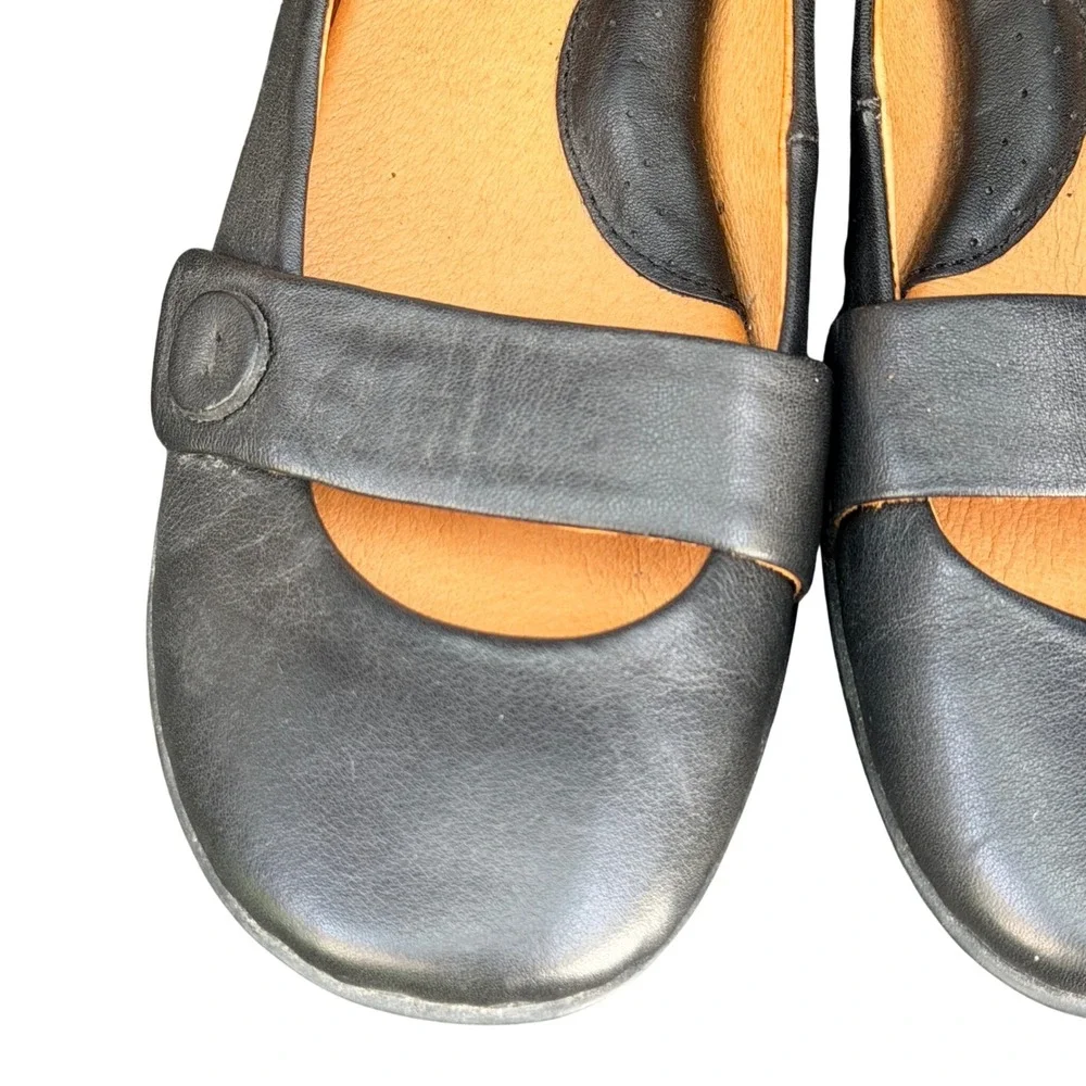 Born Mary Jane Flats Womens 7.5 Black Leather Comfort Shoes W31301 CKE9